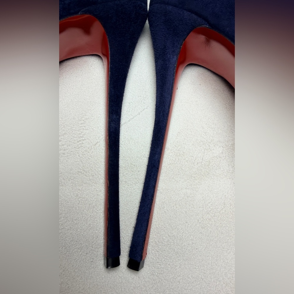 Christian Louboutin Lady 160 mm Pumps Navy Blue Suede Platform Heels Size EU 40 - Picture 12 of 15